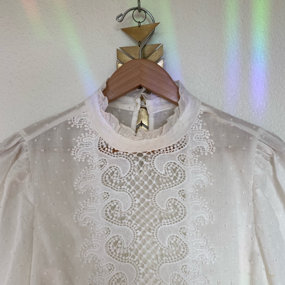 Romantic semi sheer lace blouse